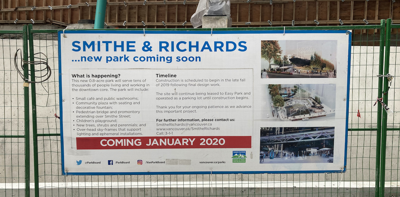 Smithe Richards park opening sign 2020